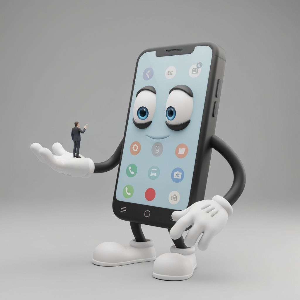 Gigantic Smartphone Interacting with Tiny Person