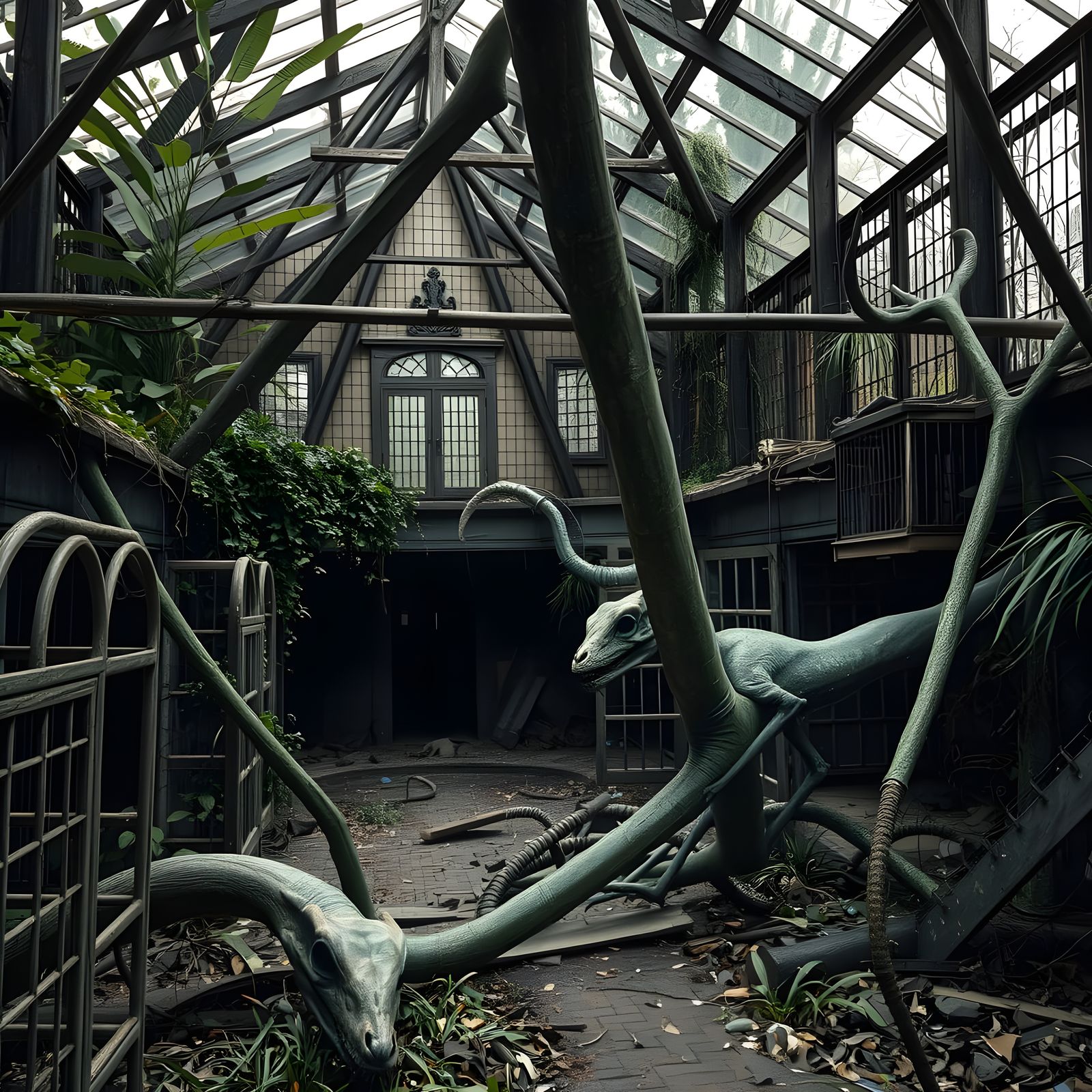 Dystopian Zoo in Surreal Biomechanical Style