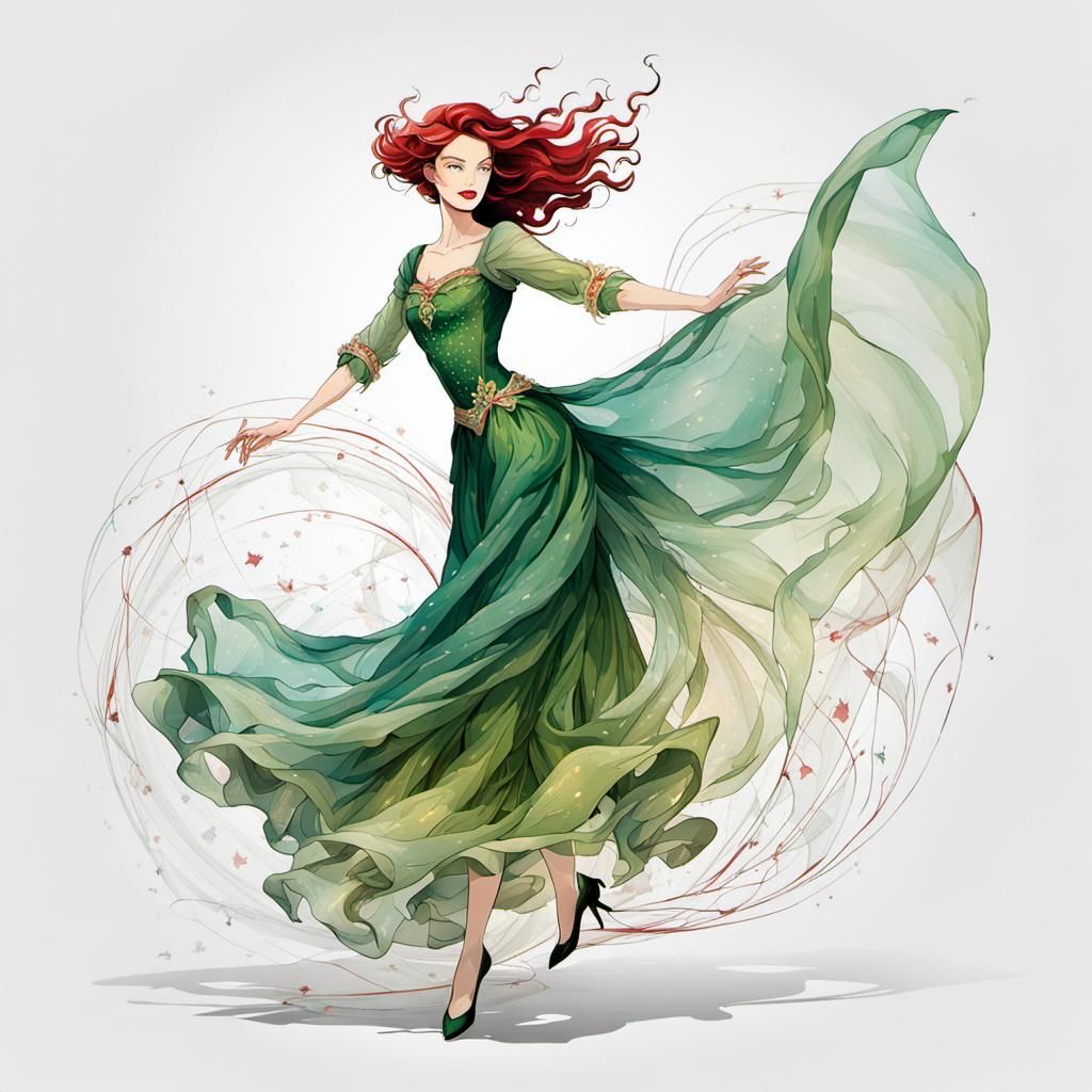 Powerful Comic Book Woman in Flowing Chiffon