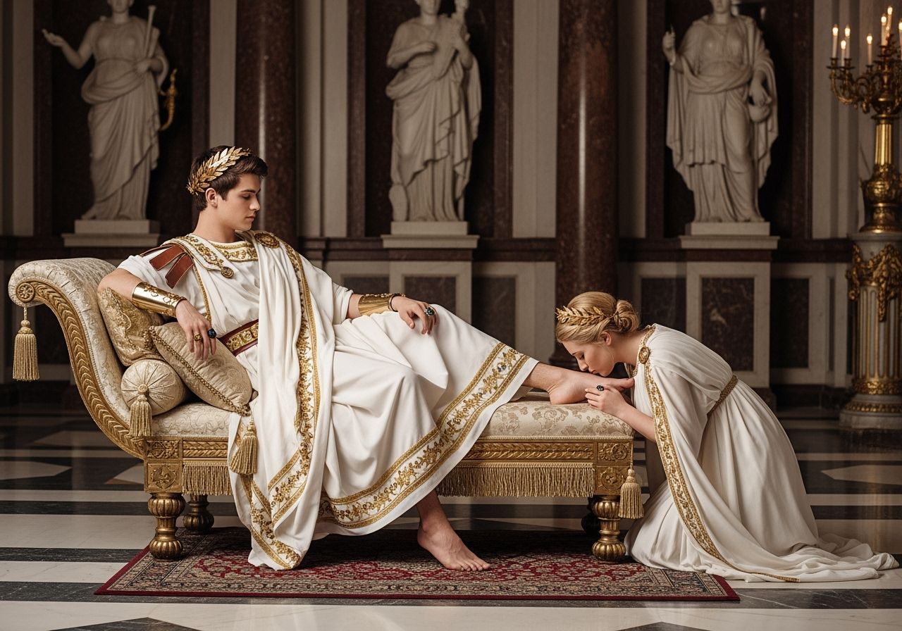 Young Emperor Lounging in Palace, Professional Photography
