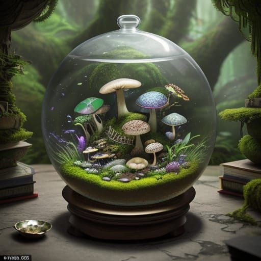 Dragon in Terrarium: A Studio Ghibli Scene