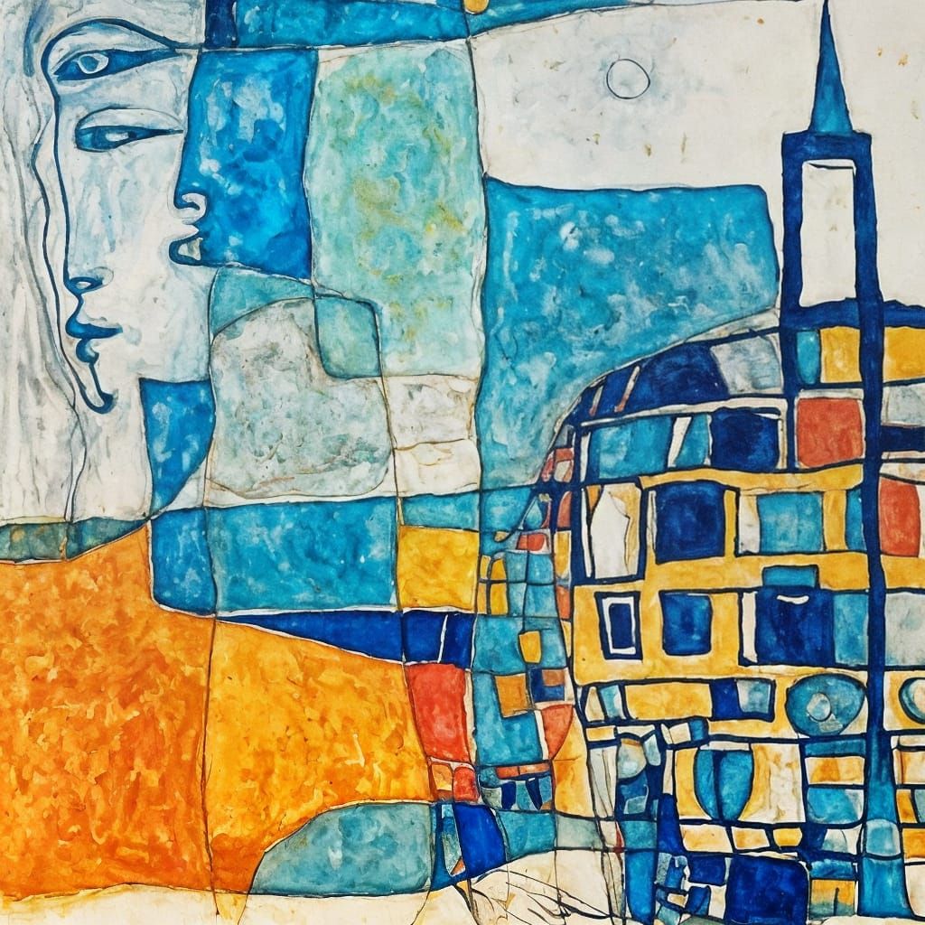 Ethereal Expressionist Portrait in Mixed Media