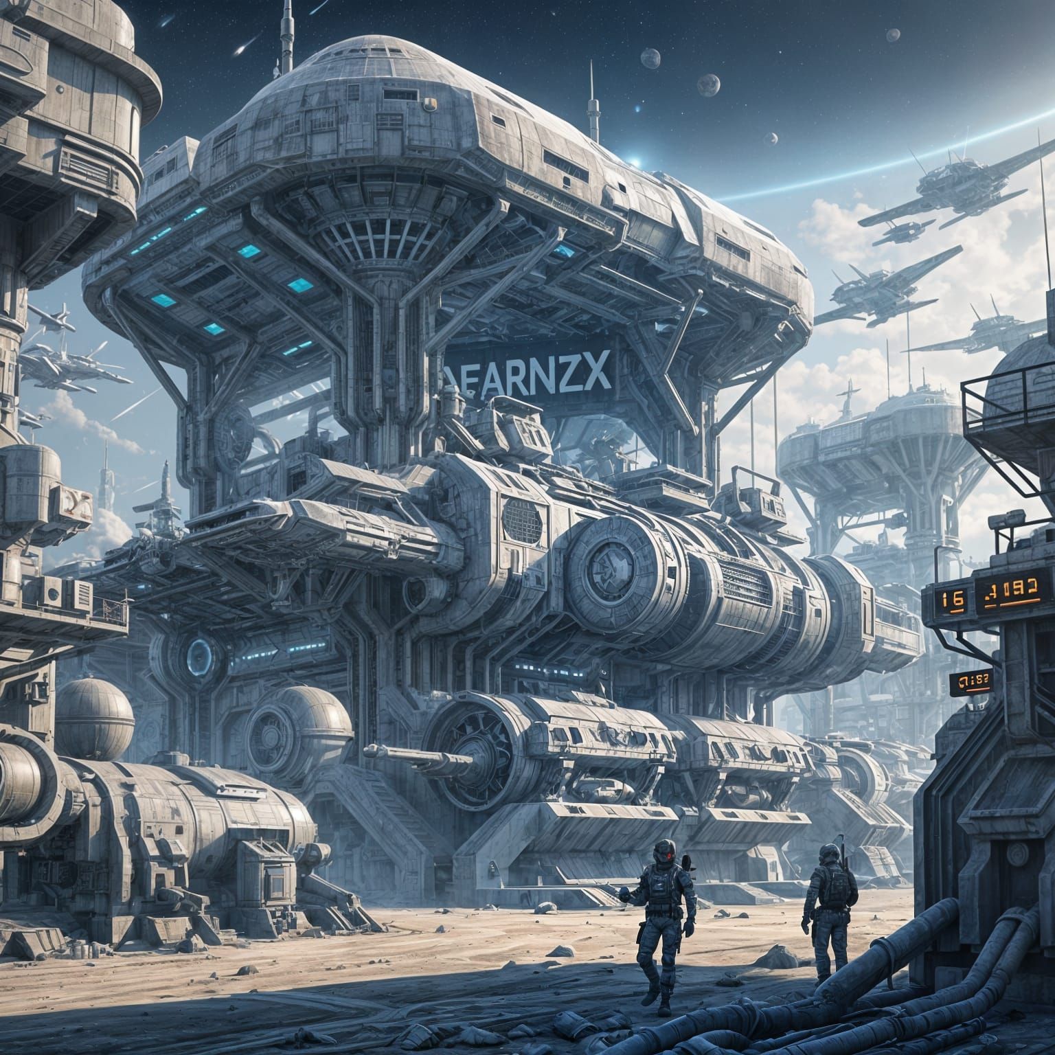 Sci-Fi Alien Planet Military Base in 3D Anime Art