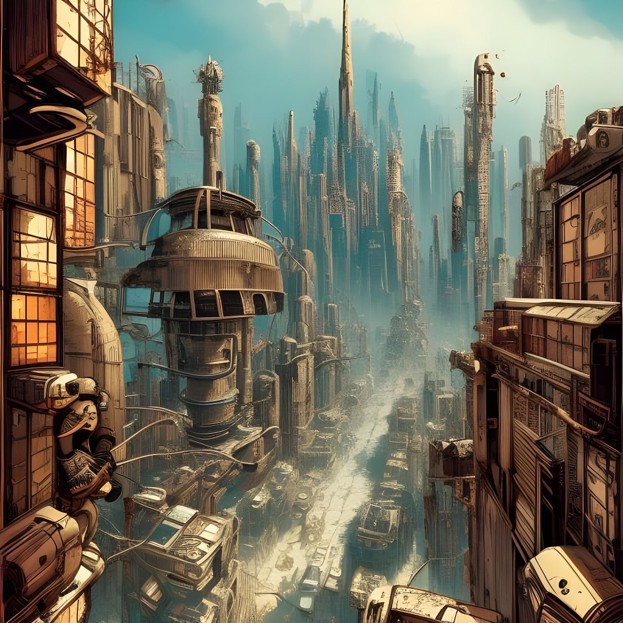 Detailed Post-Apocalyptic Cityscape in Hyperrealism Style