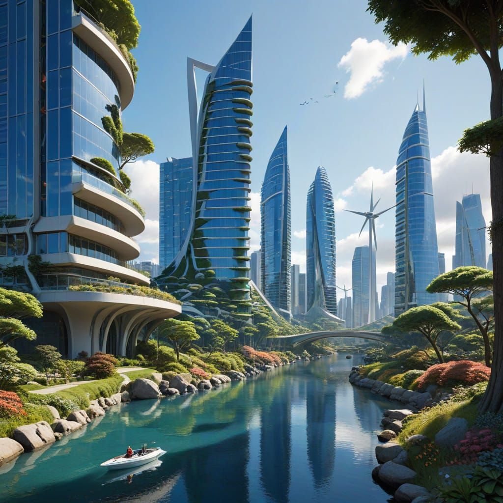 Futuristic Ecosystems Harmonize Technology and Nature