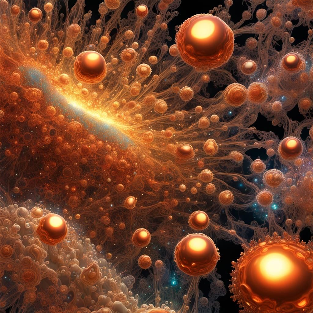 Protists Swimming in Space with Sparkling Nebulas