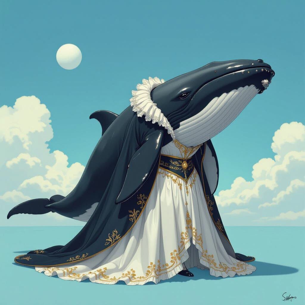 Majestic Whale in Fancy Dress Digital Art