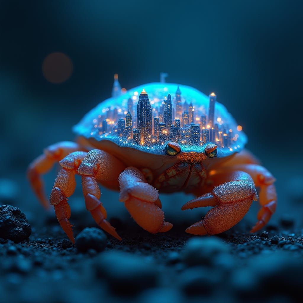 A bioluminescent hermit crab