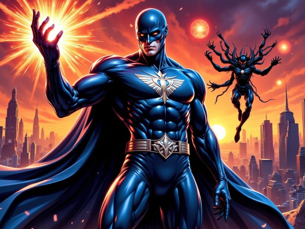 The Abyss: Superhero Creating Shadow Creature in Comic Art