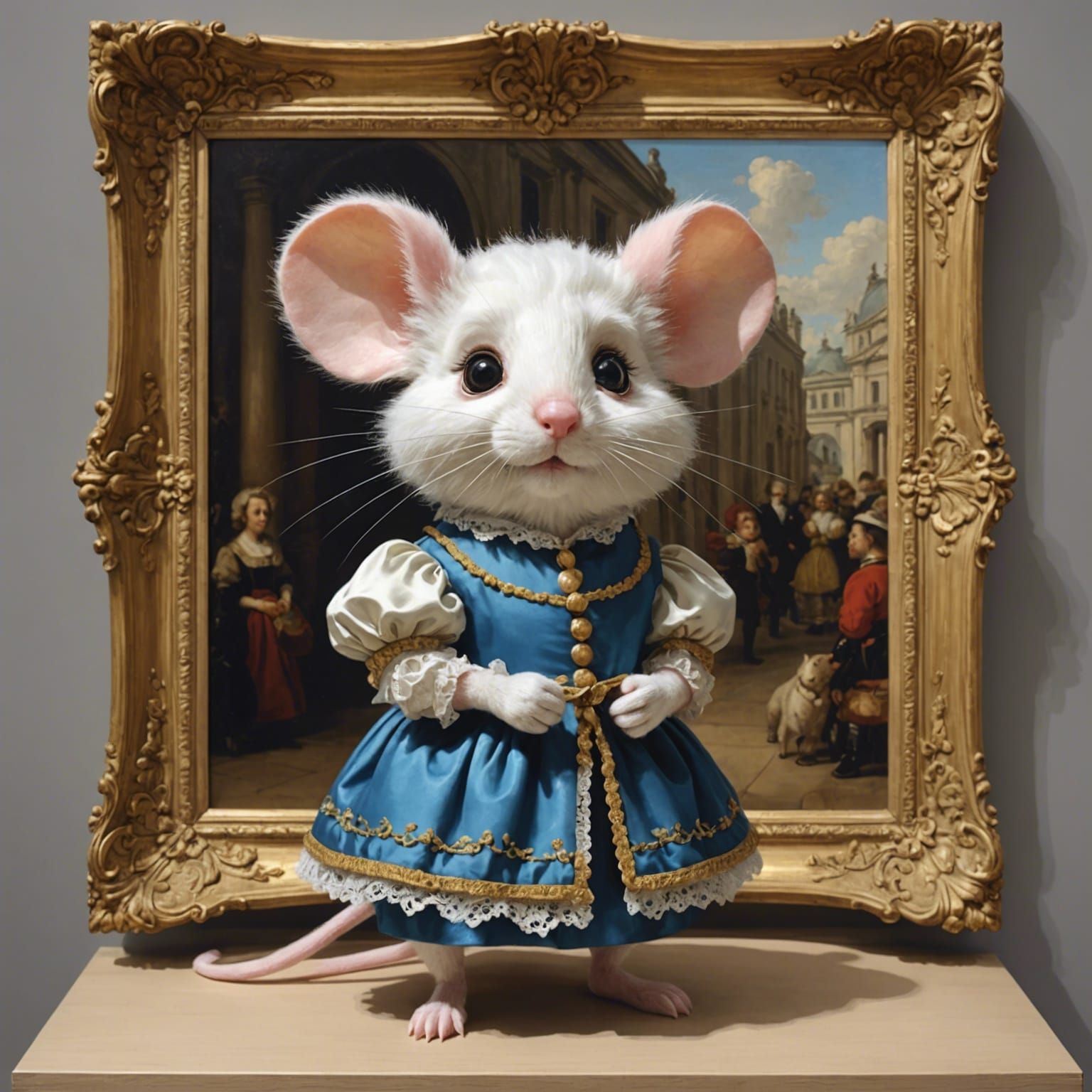Vintage Cartoon Mouse in Art Gallery, Playful Style