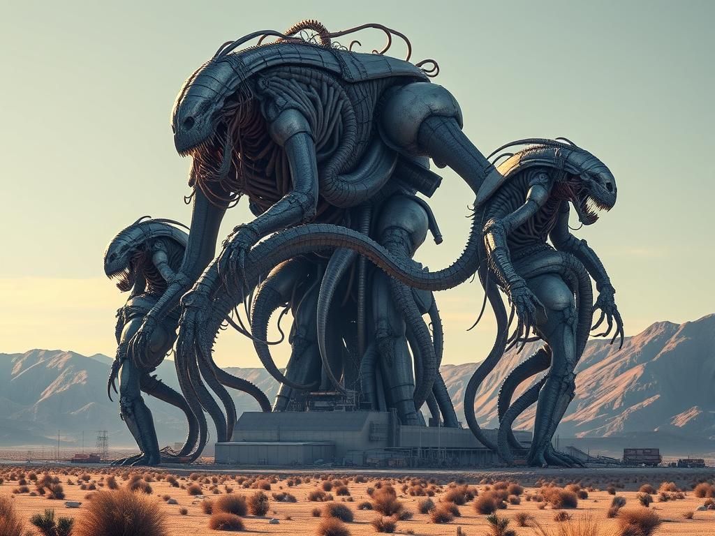 Undead Biomechanical Mass Towers Over Nuclear Plant