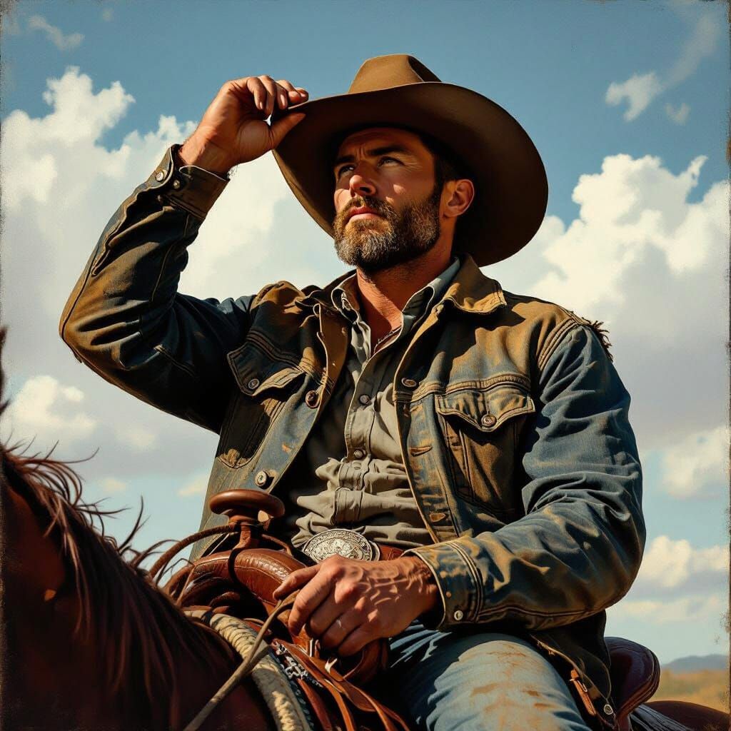 Cowboy in a Worn Saddle, Remington Style