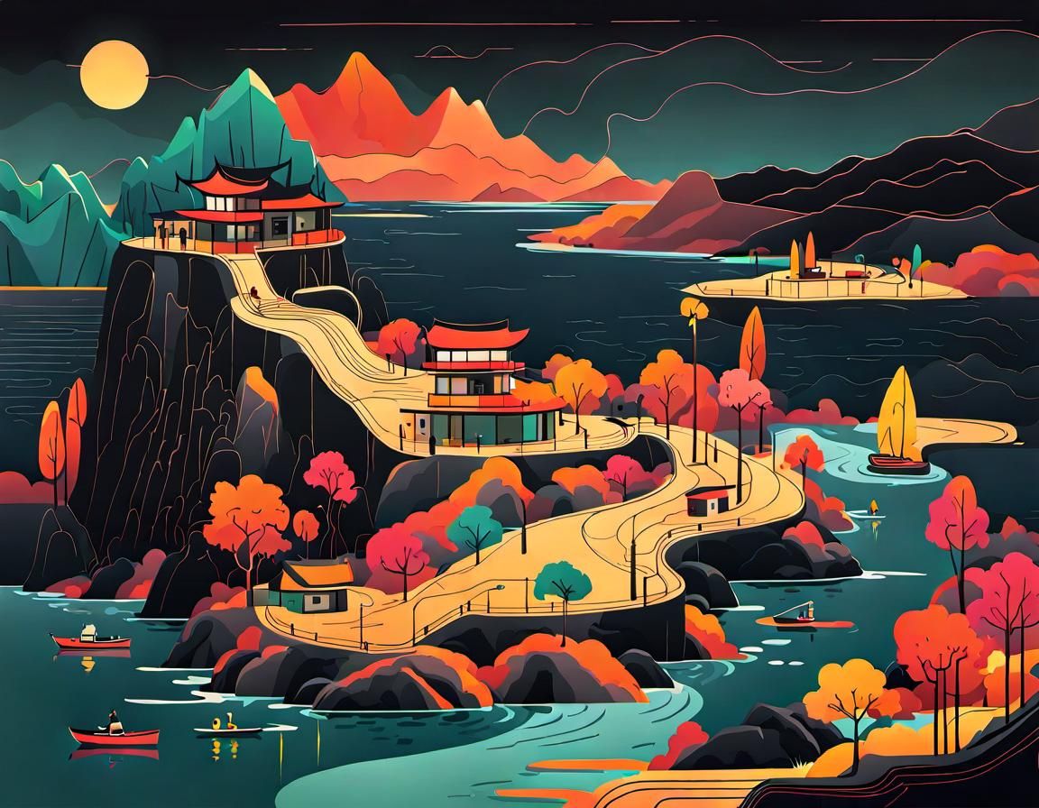 Colorful Minimalist Gaming PC Setup as Vector Art