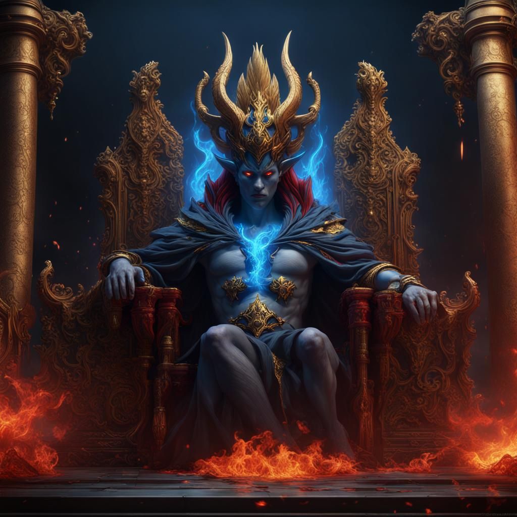 Hades in Blue Fire and Gold Details