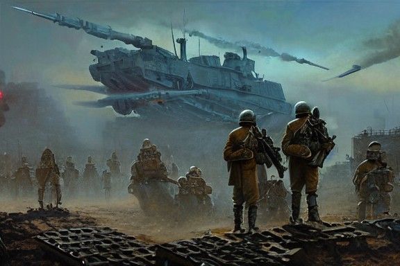 AI Robot Army Destroys Humanity: Matte Painting