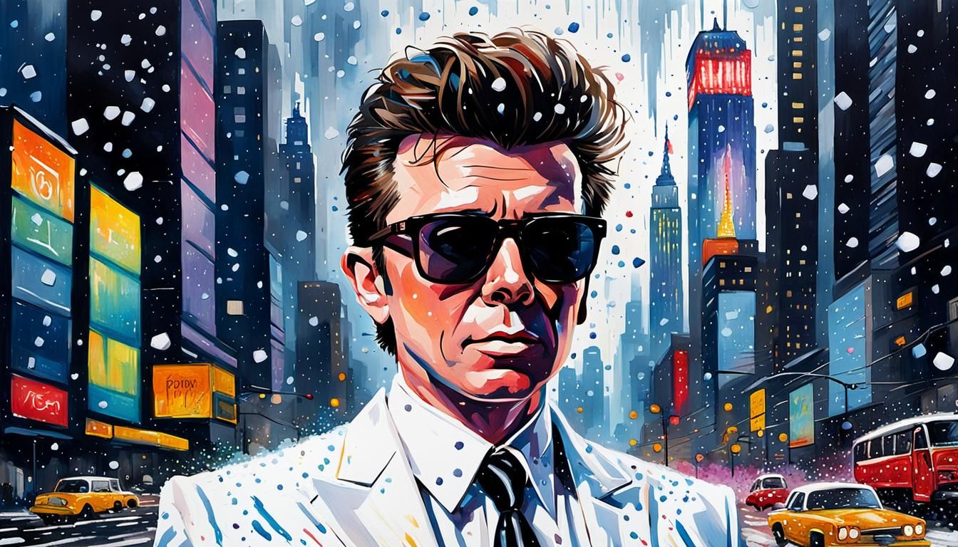 Rick Astley in Pop Art Watercolor Portrait