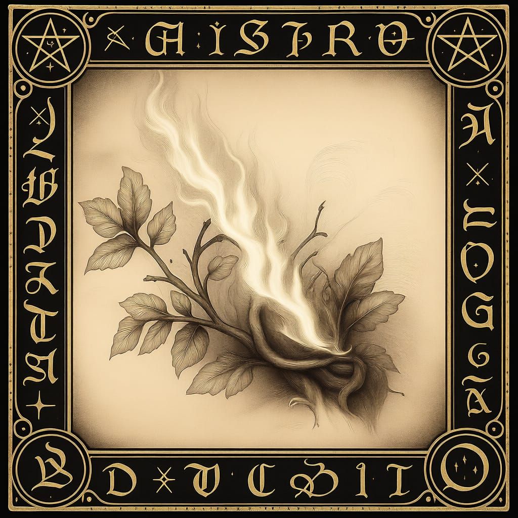 Sepia Tone Drawing of a Magical Flame Sword