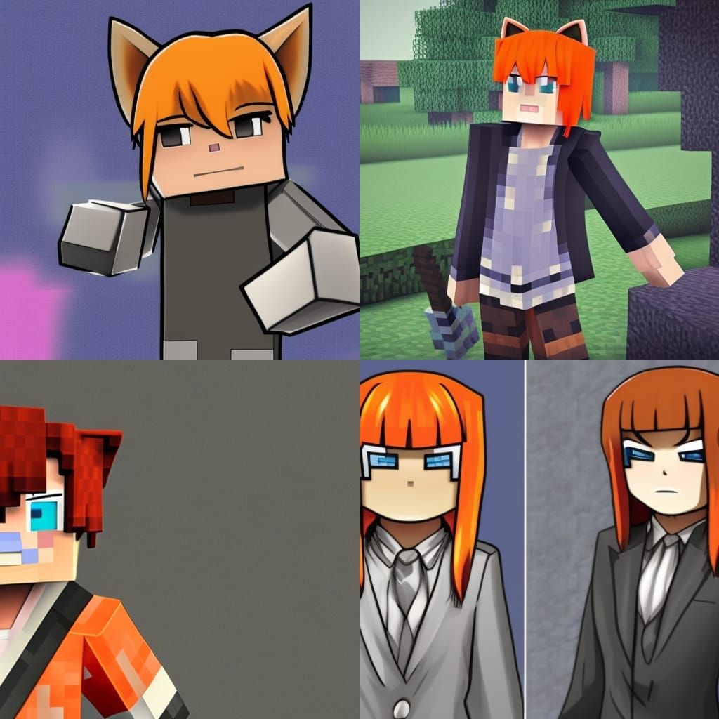 Anime Minecraft Character with Cat Ears and Blindfold