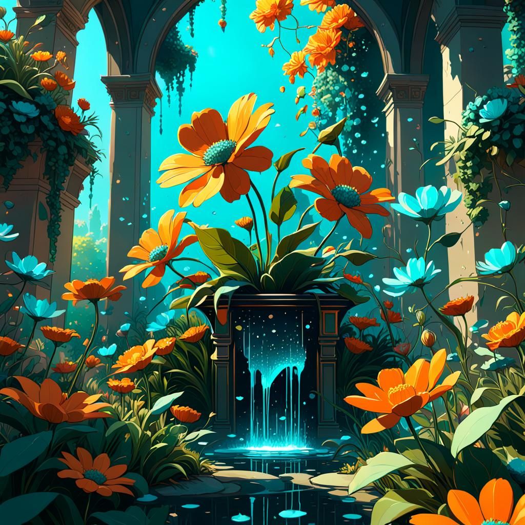 Lush Secret Flower Garden Concept Art