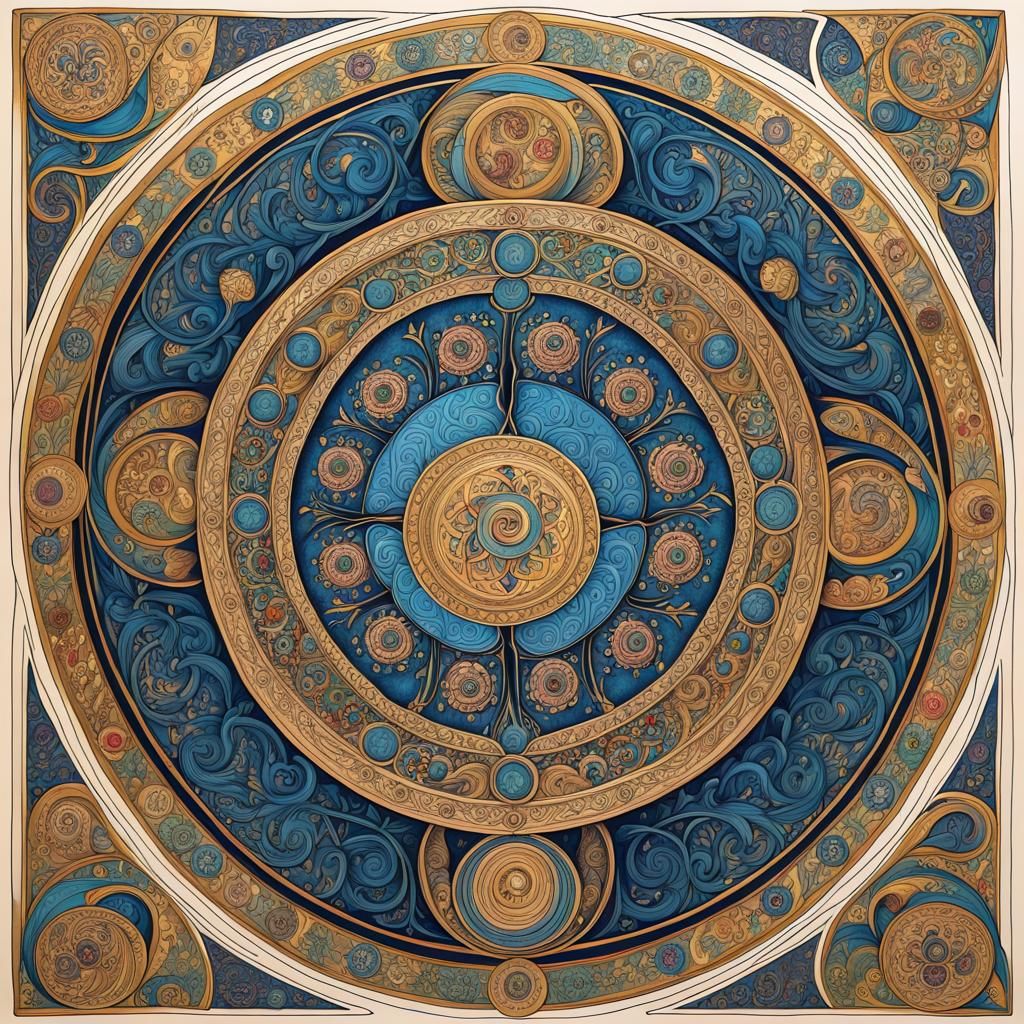 Intricate Mandala in Book of Kells Style