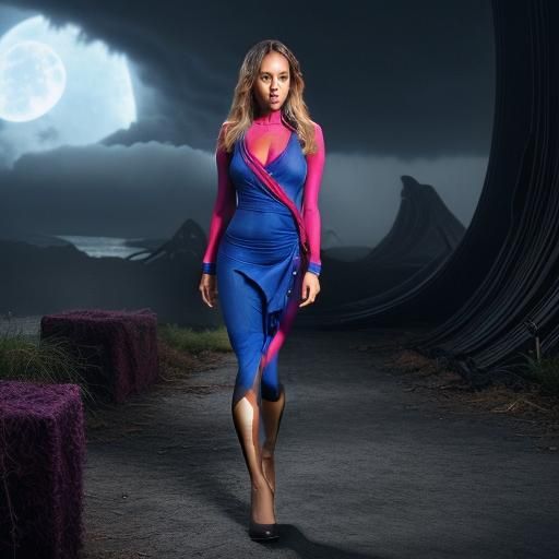 Stunning Woman with Blond Hair in Digital Matte Painting