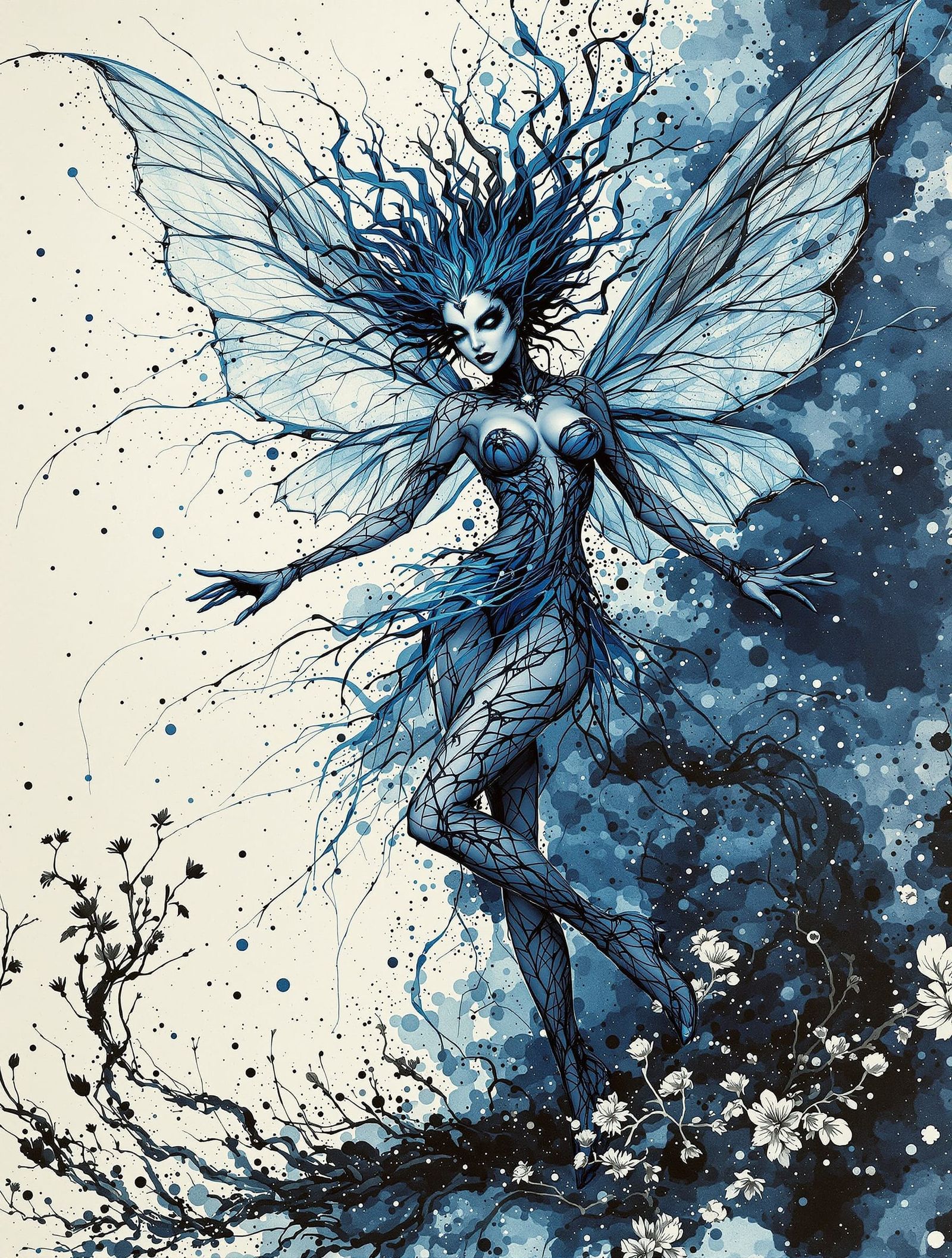 Evil Fairy Queen Dancing: Ink Wash Aerosolgrafia