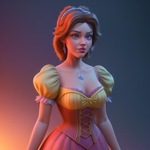 Disney Belle Reimagined as 3D Digital Art