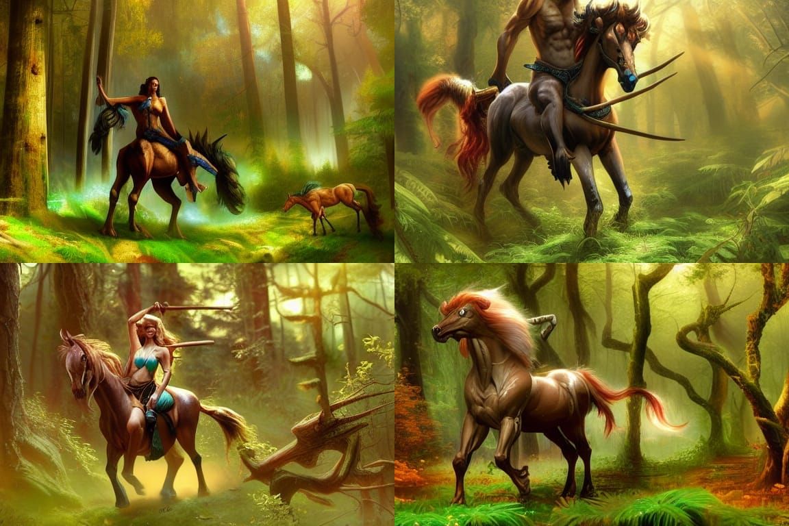 Majestic Centaur in Forest: Hyperdetailed Digital Art
