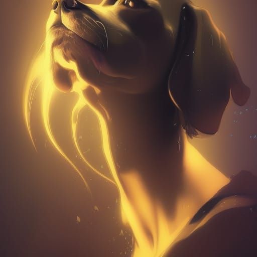 Sad Puppy Portrait in Hyperdetailed Style