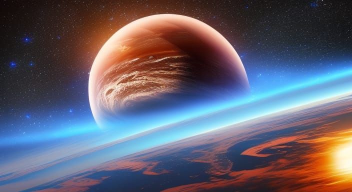 Diamond Planet in Incandescent Impressionistic Sky