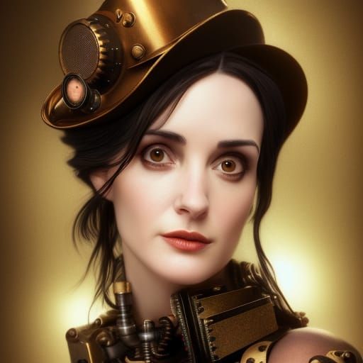 Steampunk Winona Ryder: Hyperrealistic Octane Render