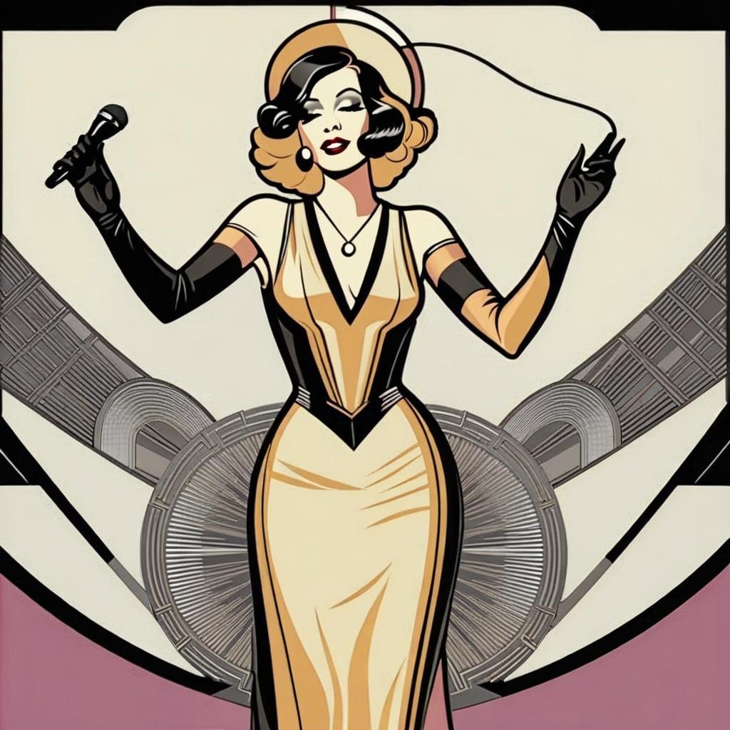 Art Deco Female Singer Illustration