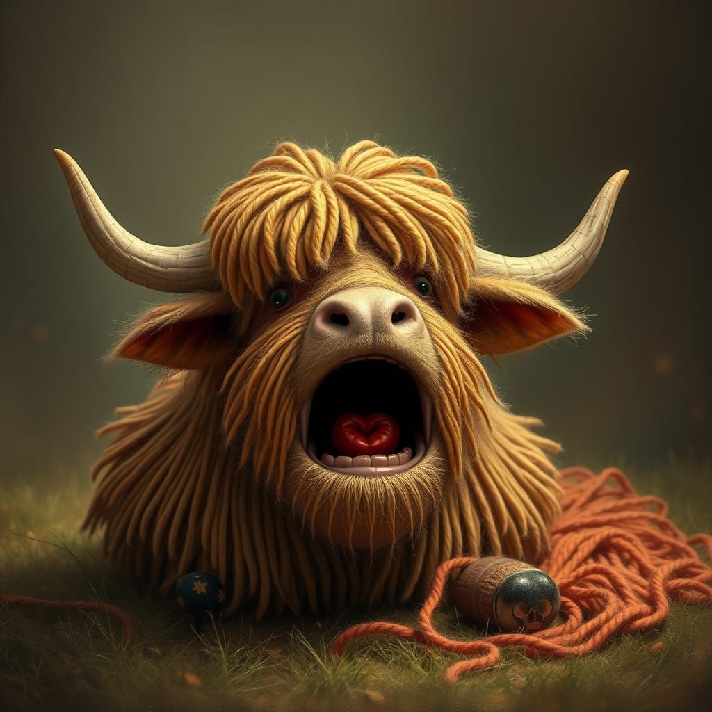 Dreamy Yak with Yarn: A Whimsical Doodle