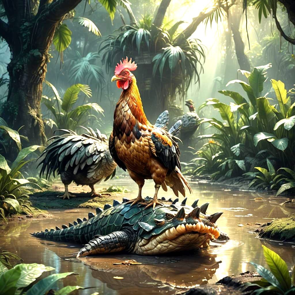 Clueless Chicken and Crocodile: Detailed Matte Painting