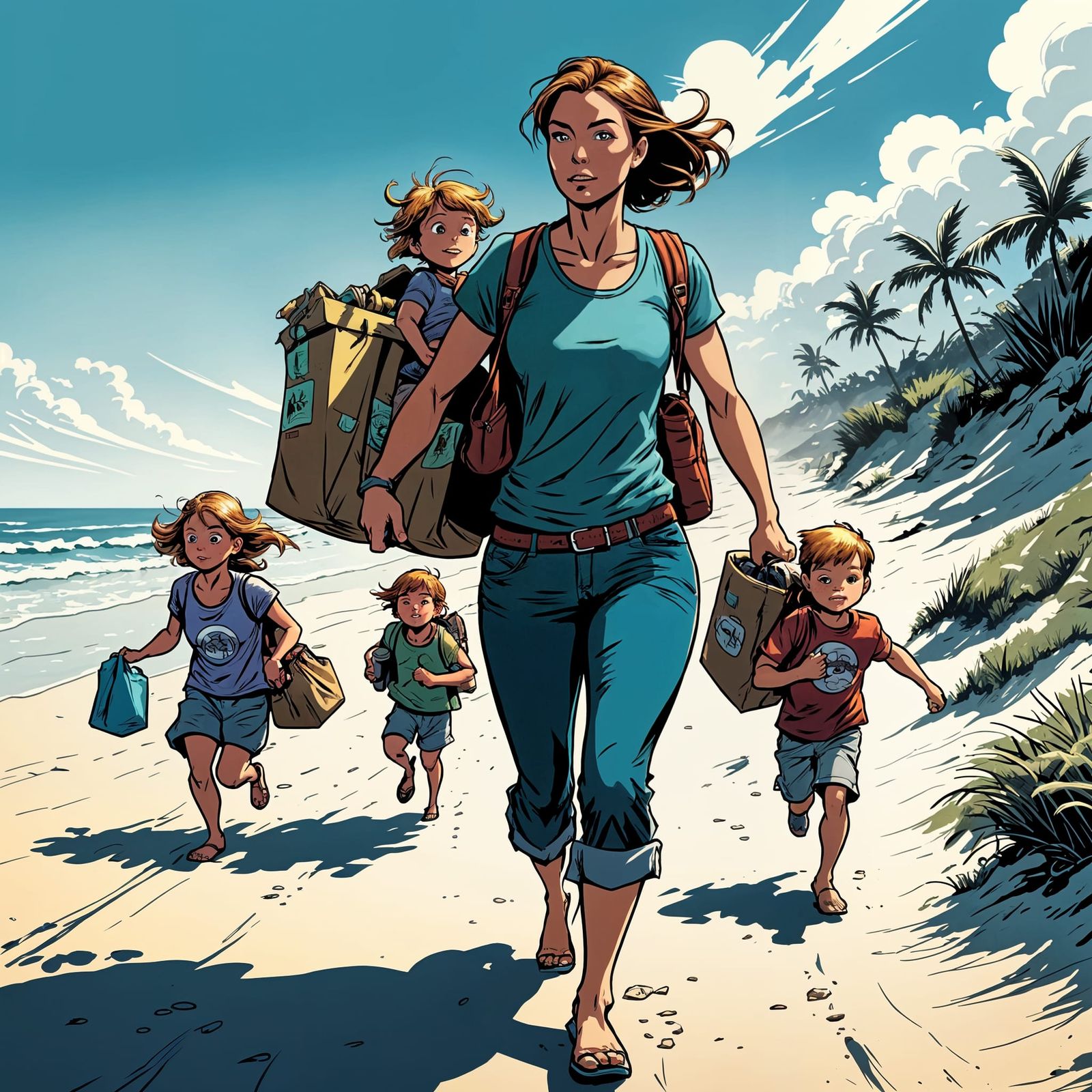 A Family's Beach Day Begins in Cartoon Perfection