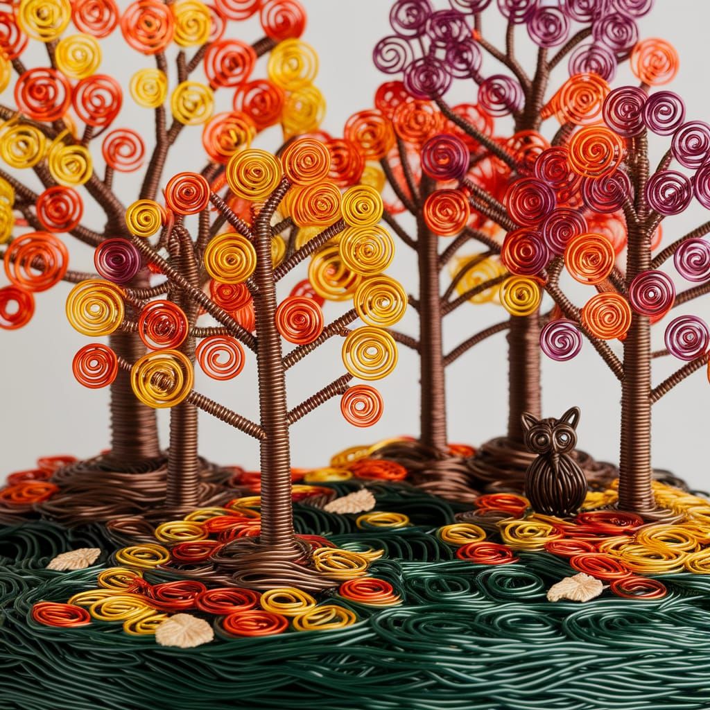 Colorful Wire Forest in Autumnal Hues