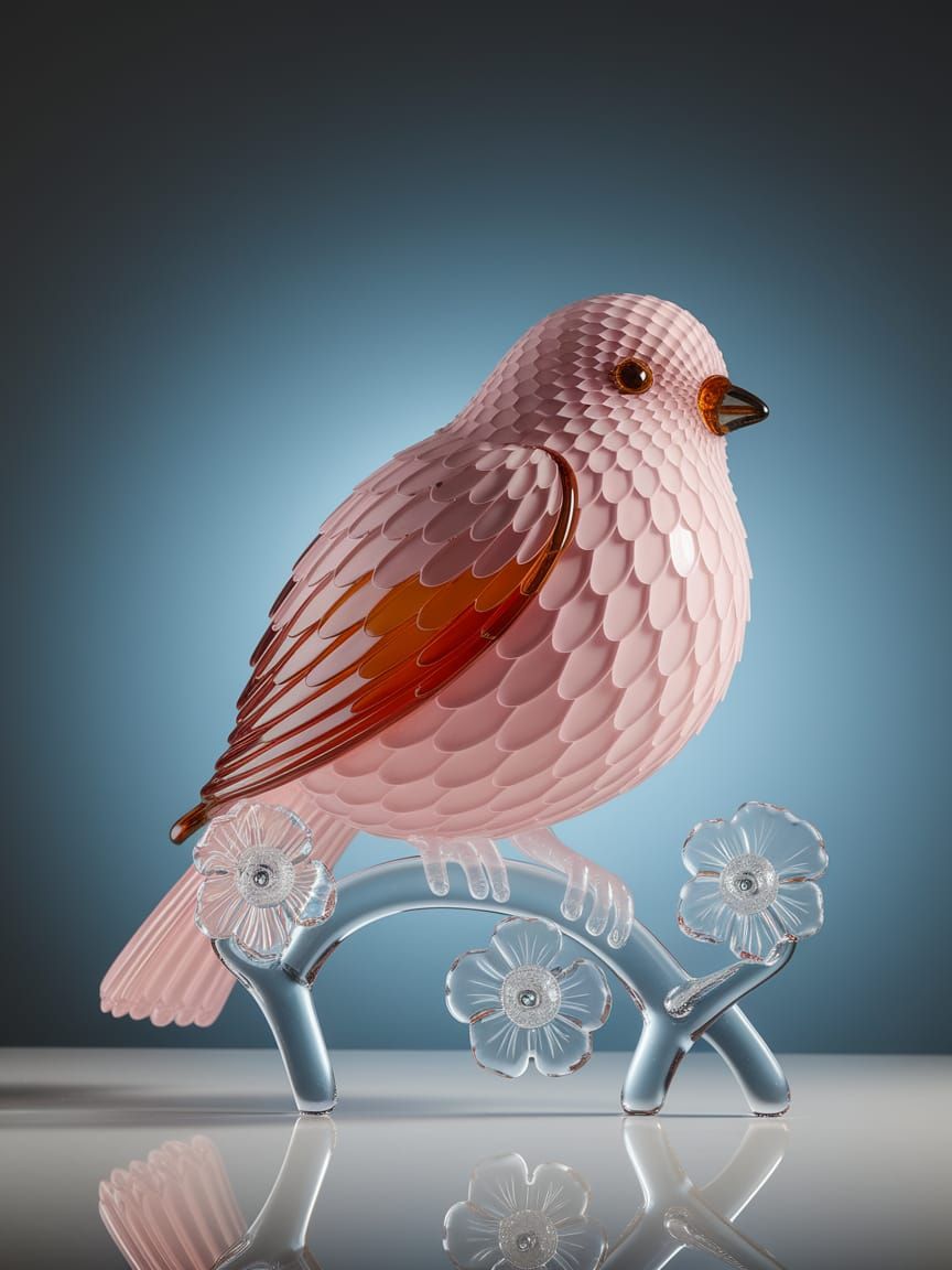 Elegant Glass Bird Sculpture in Soft Pastel Hues