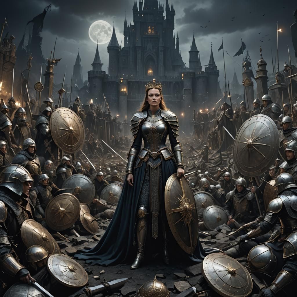 Queen Leads Subjects on Moonlit Night