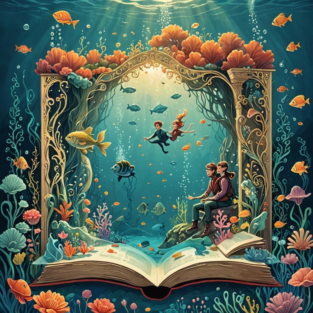 Enchanting Underwater Couple in Fairy Tale Illustration