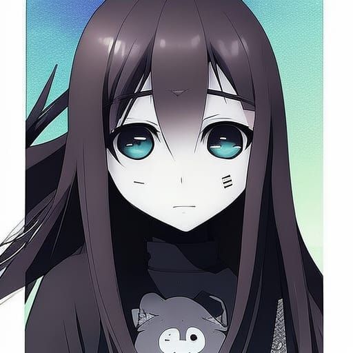 Sad Anime Girl in Manga Style