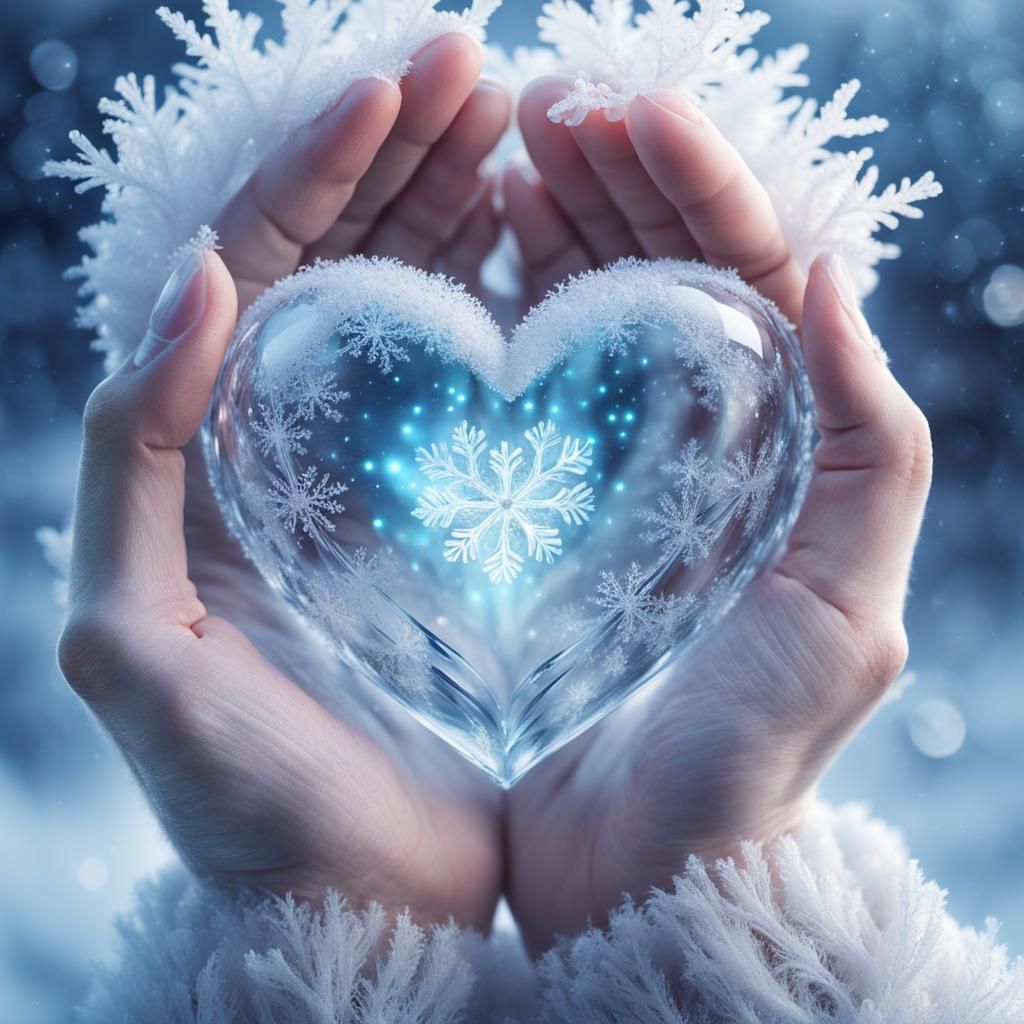 Mystical Frozen Heart in Pale Hand