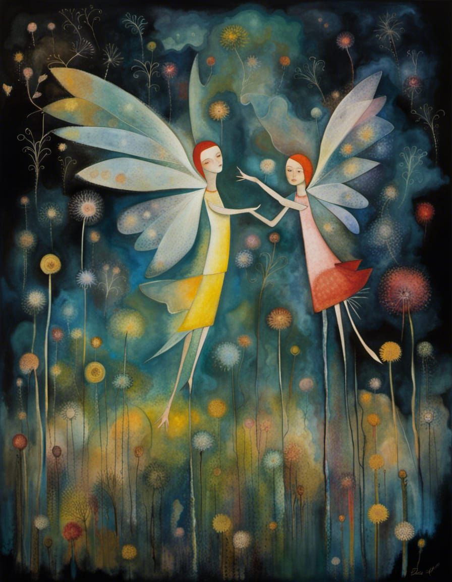 Winged Fairies in a Dandelion Dreamscape