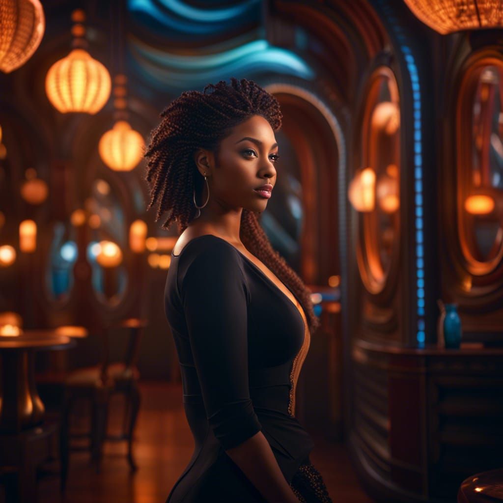 Curvy Girl in the Metaverse: Hyperrealistic HDR Image