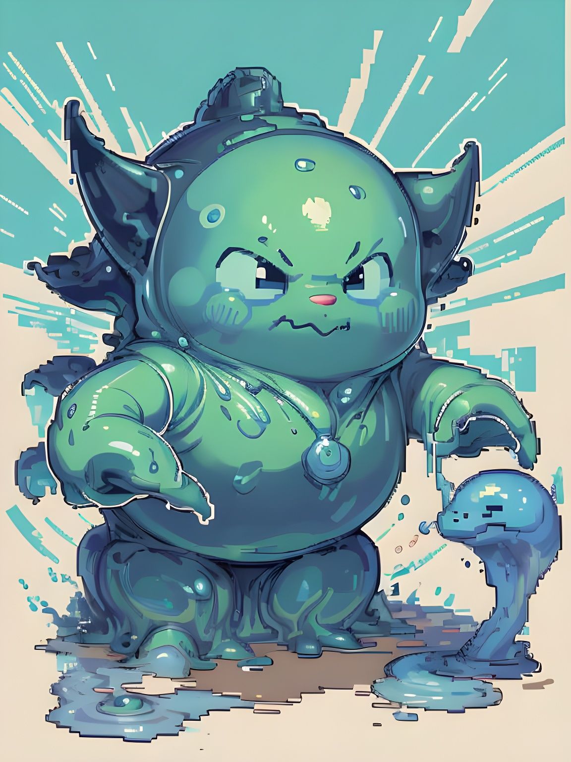 Adorable Slime Glob in Anime Pixel Art Style