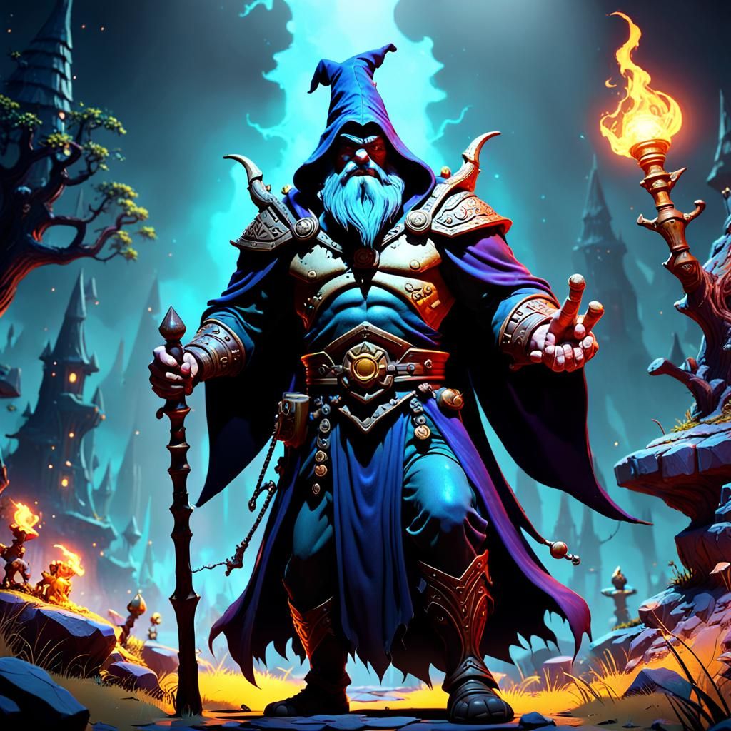 Dark Fantasy Wizard in Frazetta Style