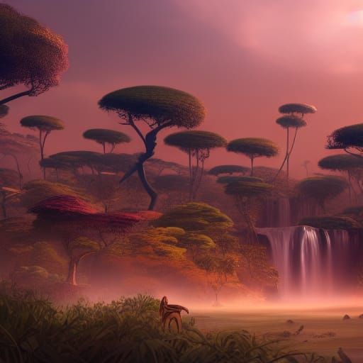 Detailed Matte Painting of Africa in Deep Color