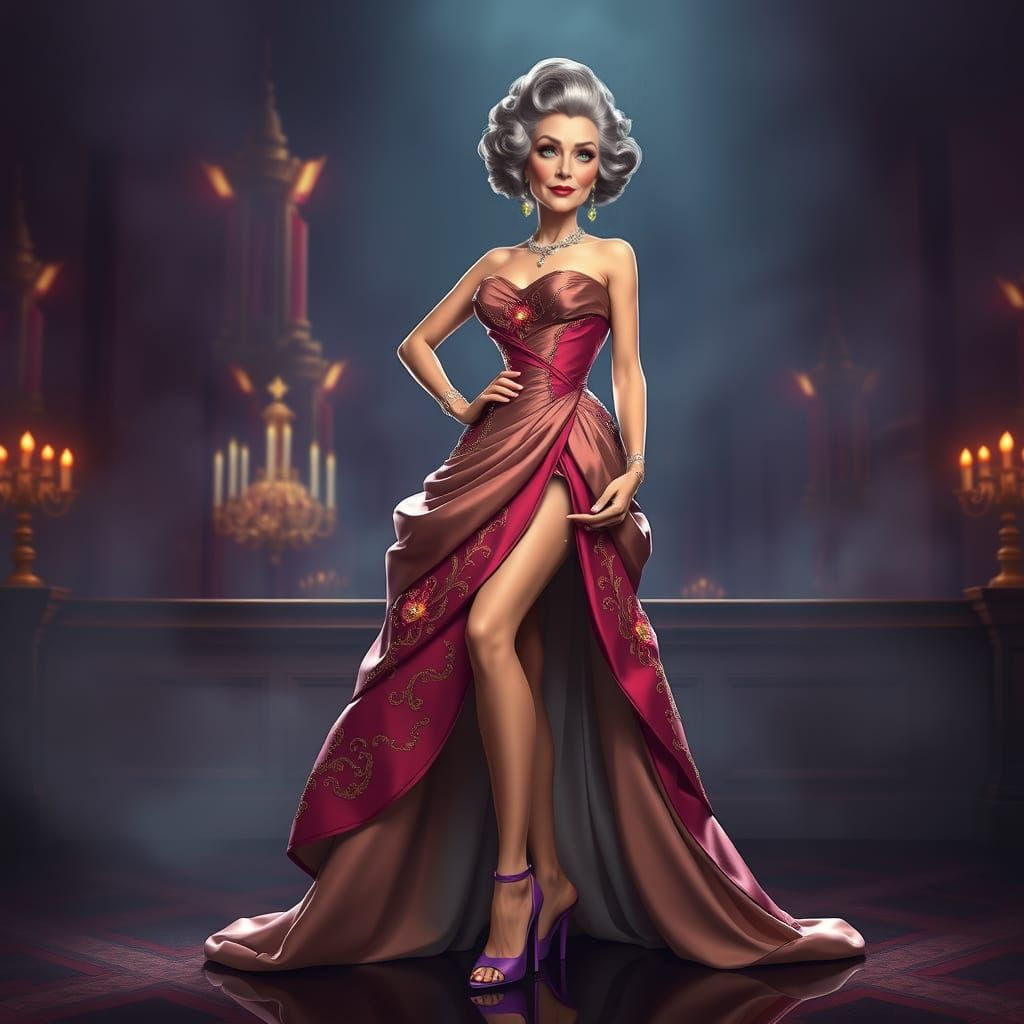 Dramatic Portrait of Lady Tremaine in Digital Painting Style