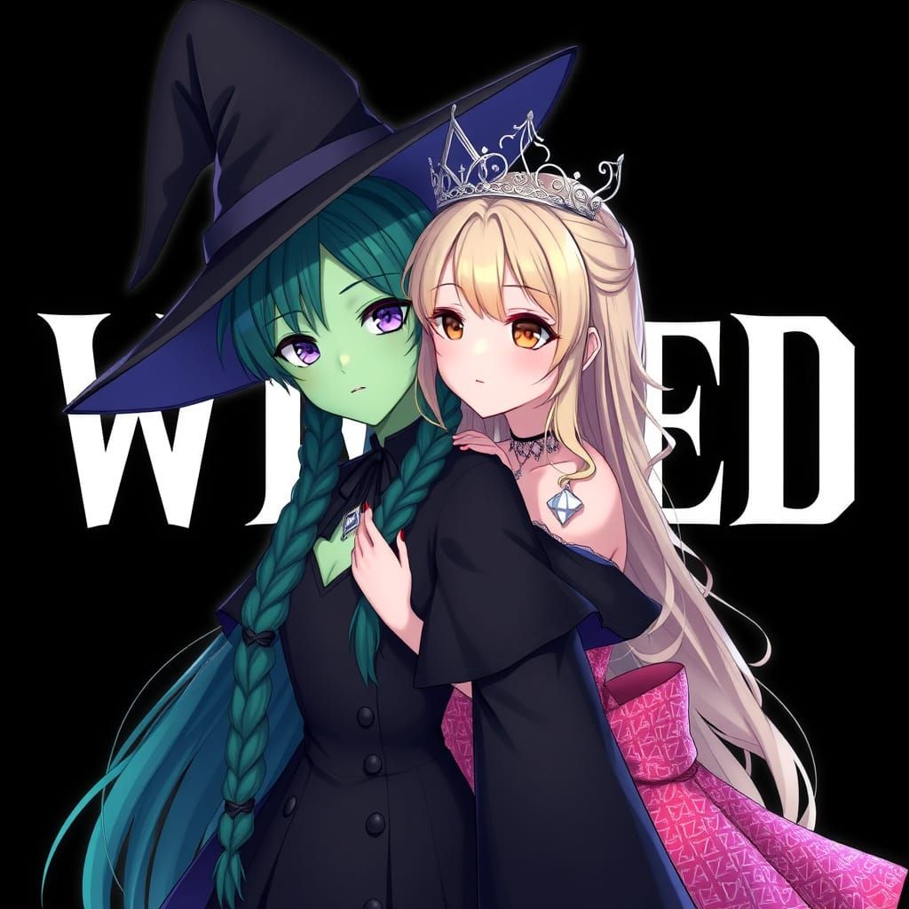 Emerald Witch Girl with Serious yet Kind Expression