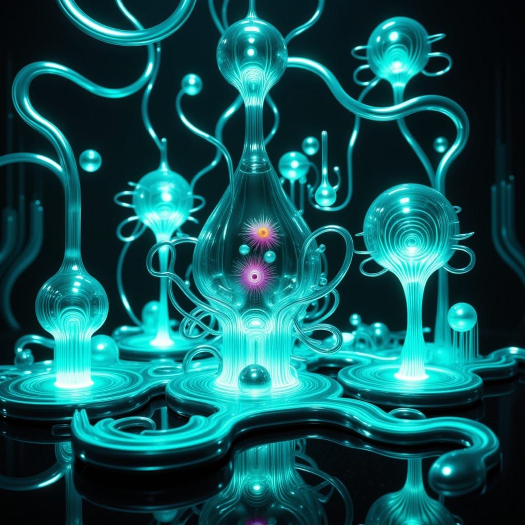 Futuristic Laboratory Setup with Ferrofluid Synthesizer