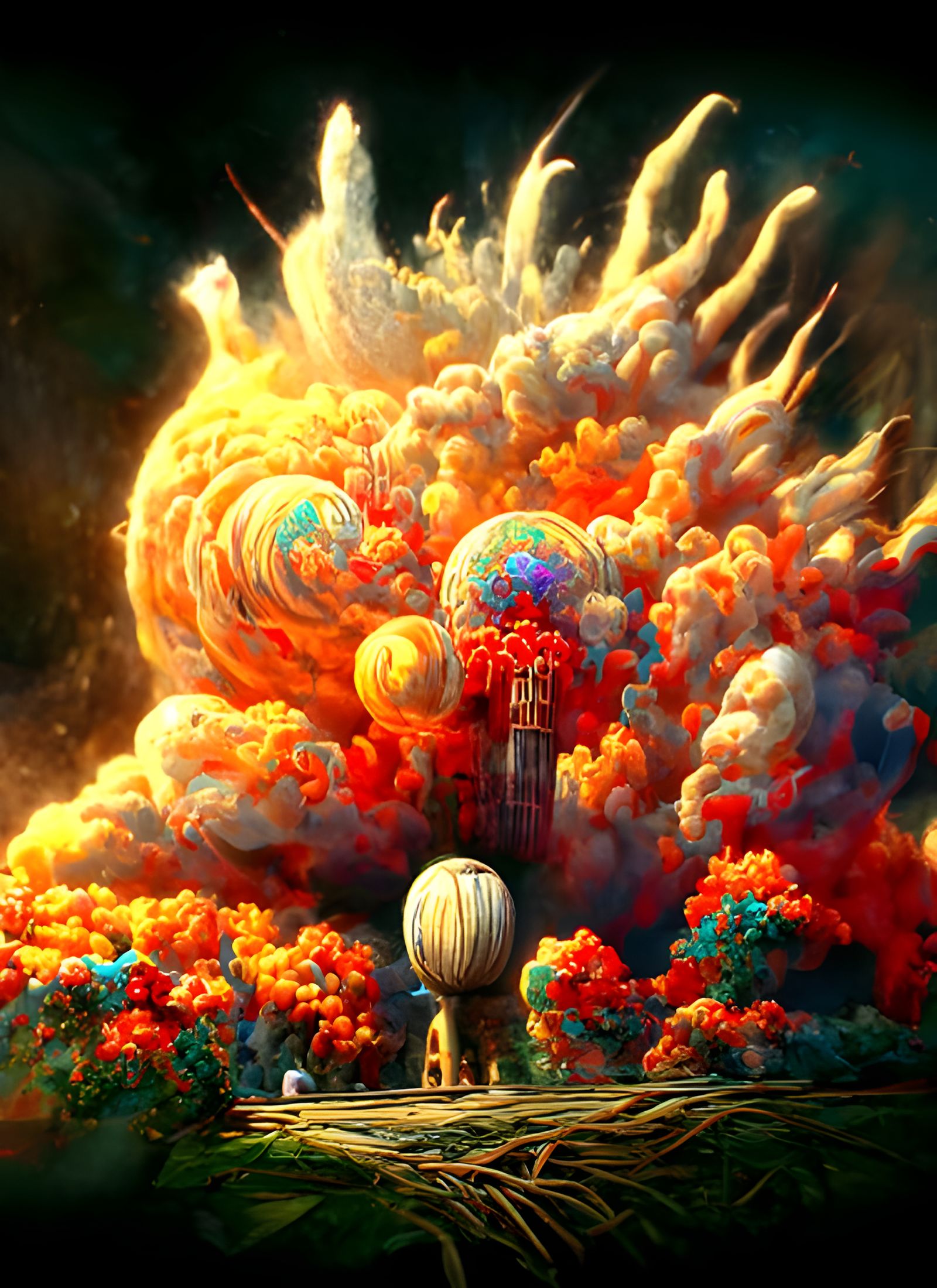 Big Bang Explosion in Kinetic Pointillism Style